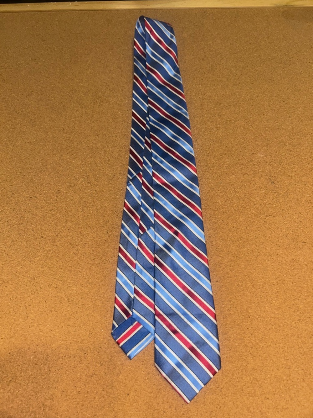 Classic Blue Diagonal Stripe Men’s Tie - Blue with Red & White Accents